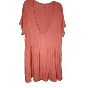 Torrid Super Soft Knit-Size 3 Maxi Dress-Hi/Lo Coral Button Front Casual Comfy